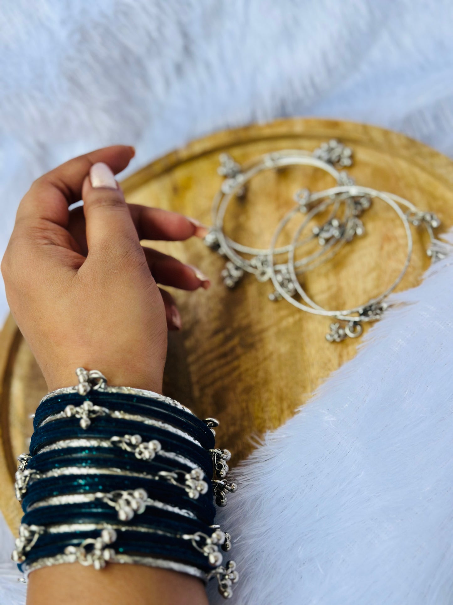Antique Silver Ghungroo Bangles