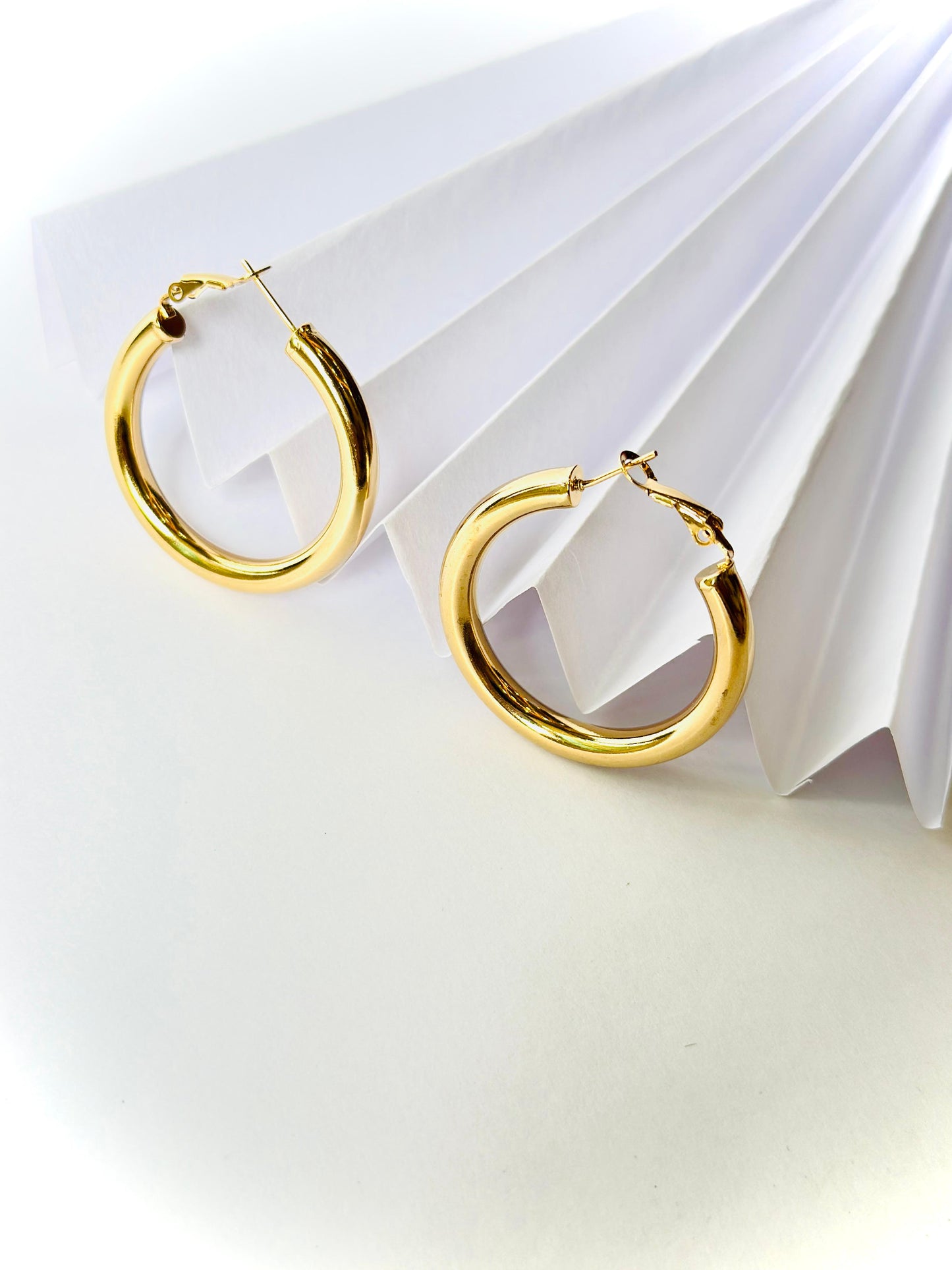 Classic Polished Gold-Tone Hoop Earrings