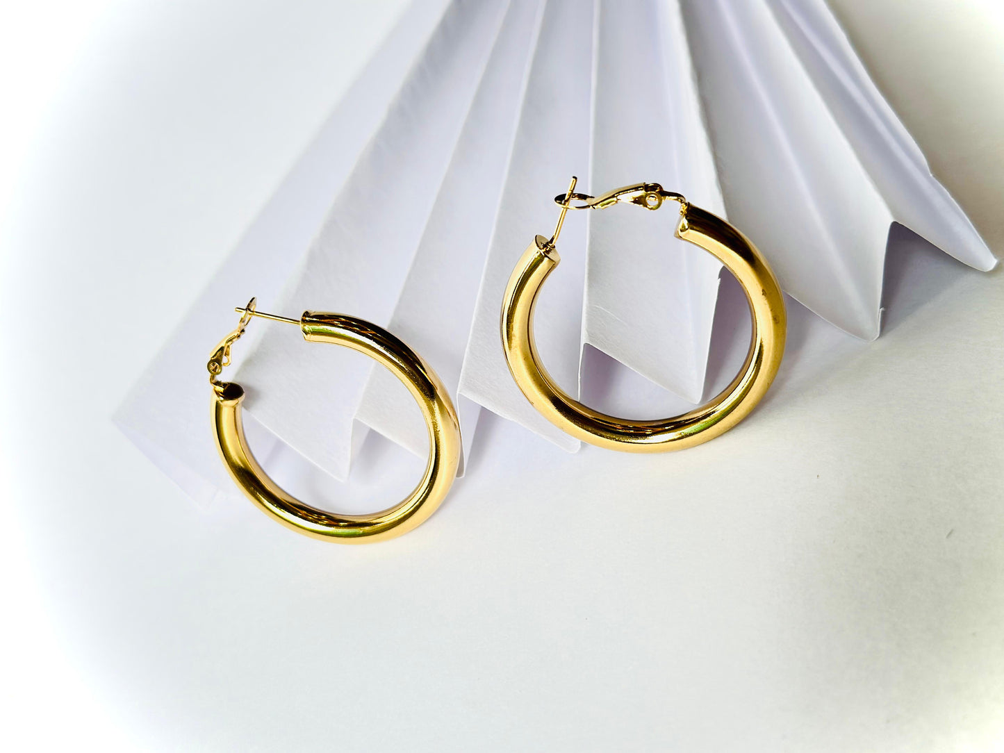Classic Polished Gold-Tone Hoop Earrings