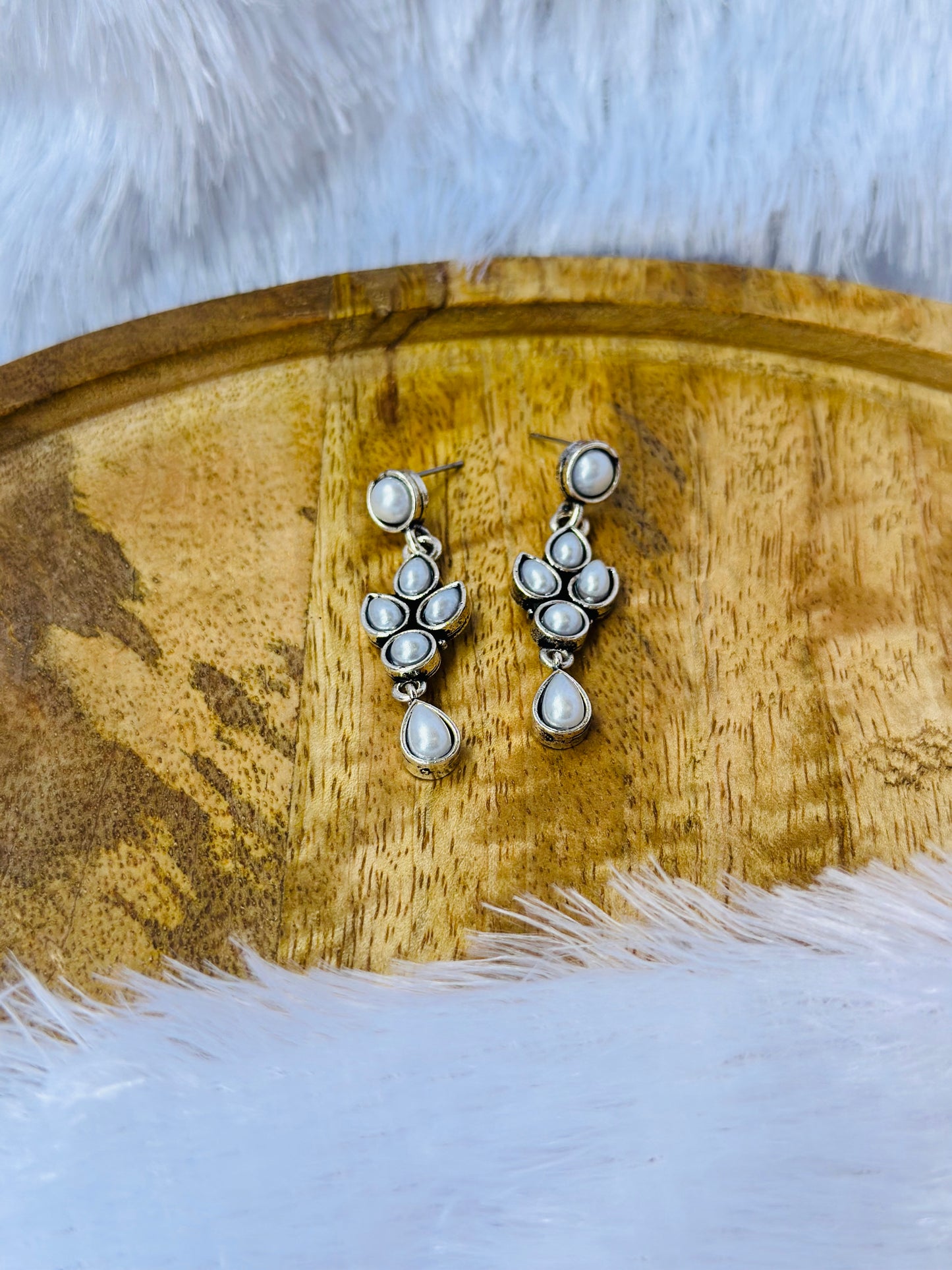 Elegant White Stone Drop Earrings