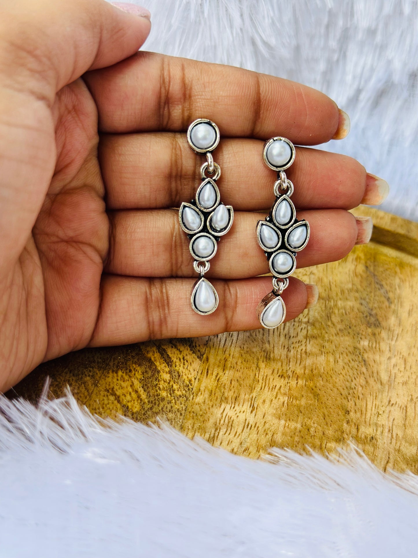 Elegant White Stone Drop Earrings