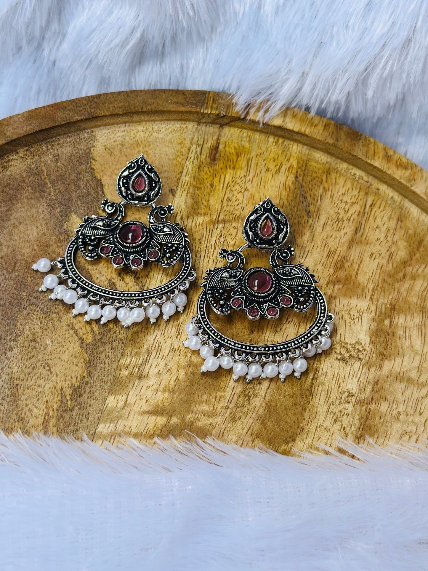 Royal Peacock Oxidized Jhumka Earrings