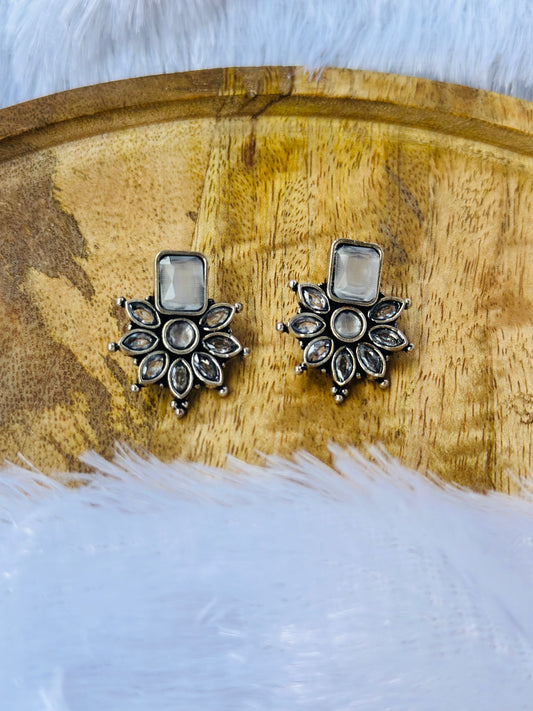 Moonstone Floral Stud Earrings
