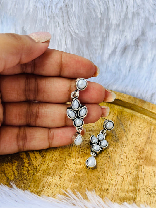Elegant White Stone Drop Earrings