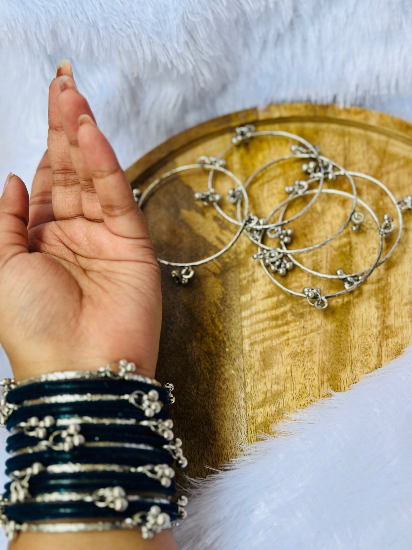Antique Silver Ghungroo Bangles