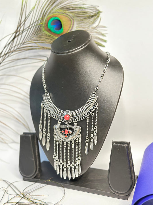 Oxidised Silver Statement Necklace