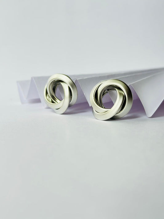Minimalist Interlocking Knot Earrings – Silver-Tone Modern Design