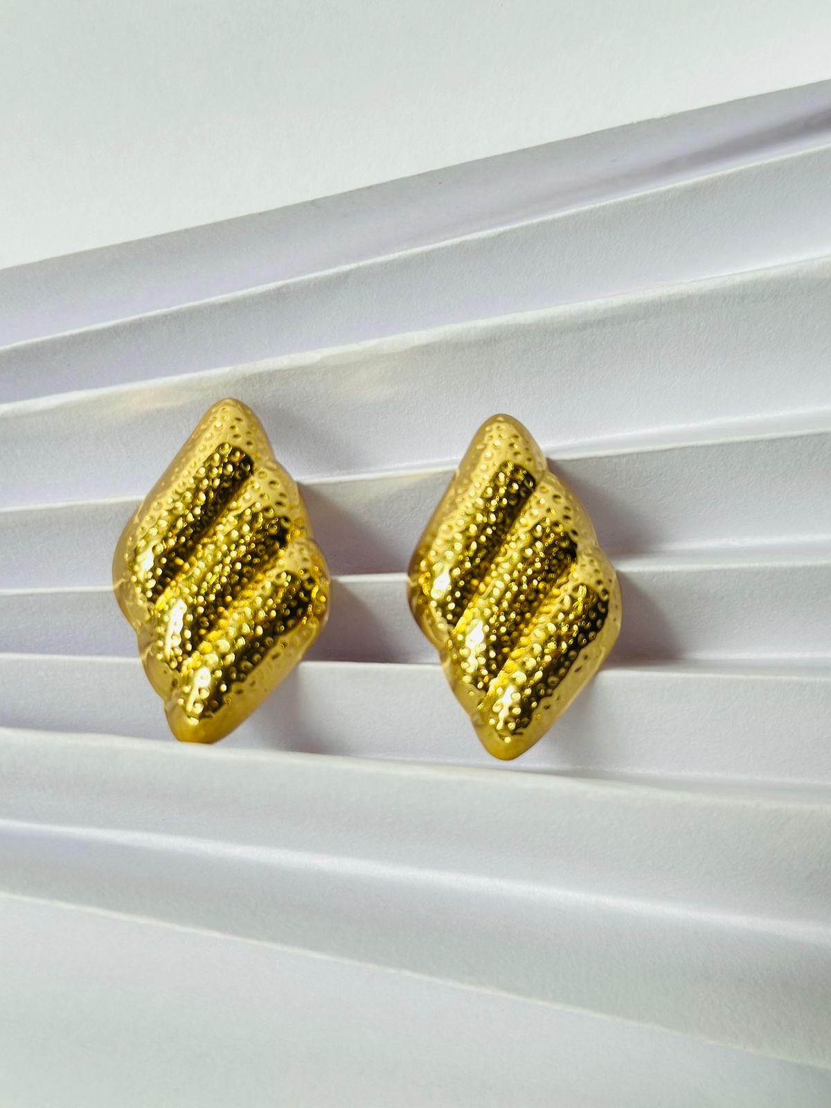 Elegant Gold-Tone Textured Statement Earrings