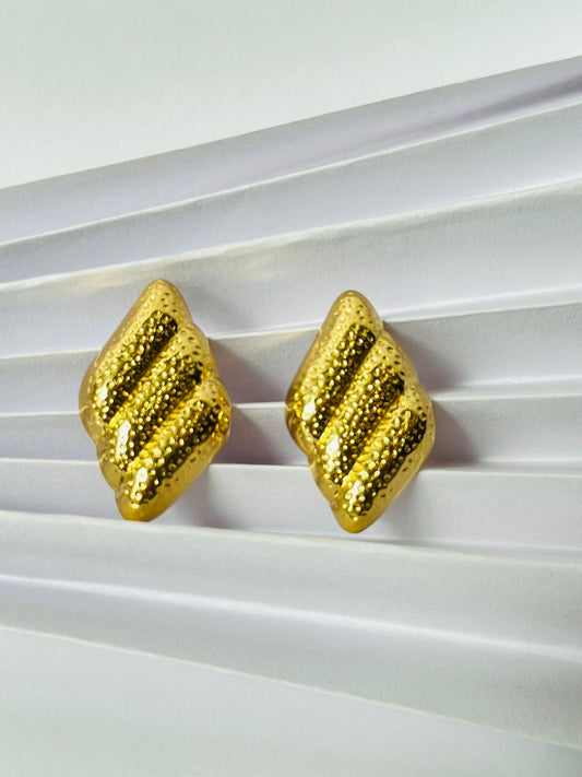 Elegant Gold-Tone Textured Statement Earrings