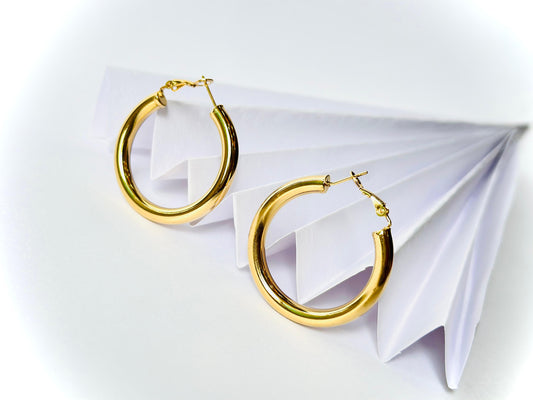 Classic Polished Gold-Tone Hoop Earrings