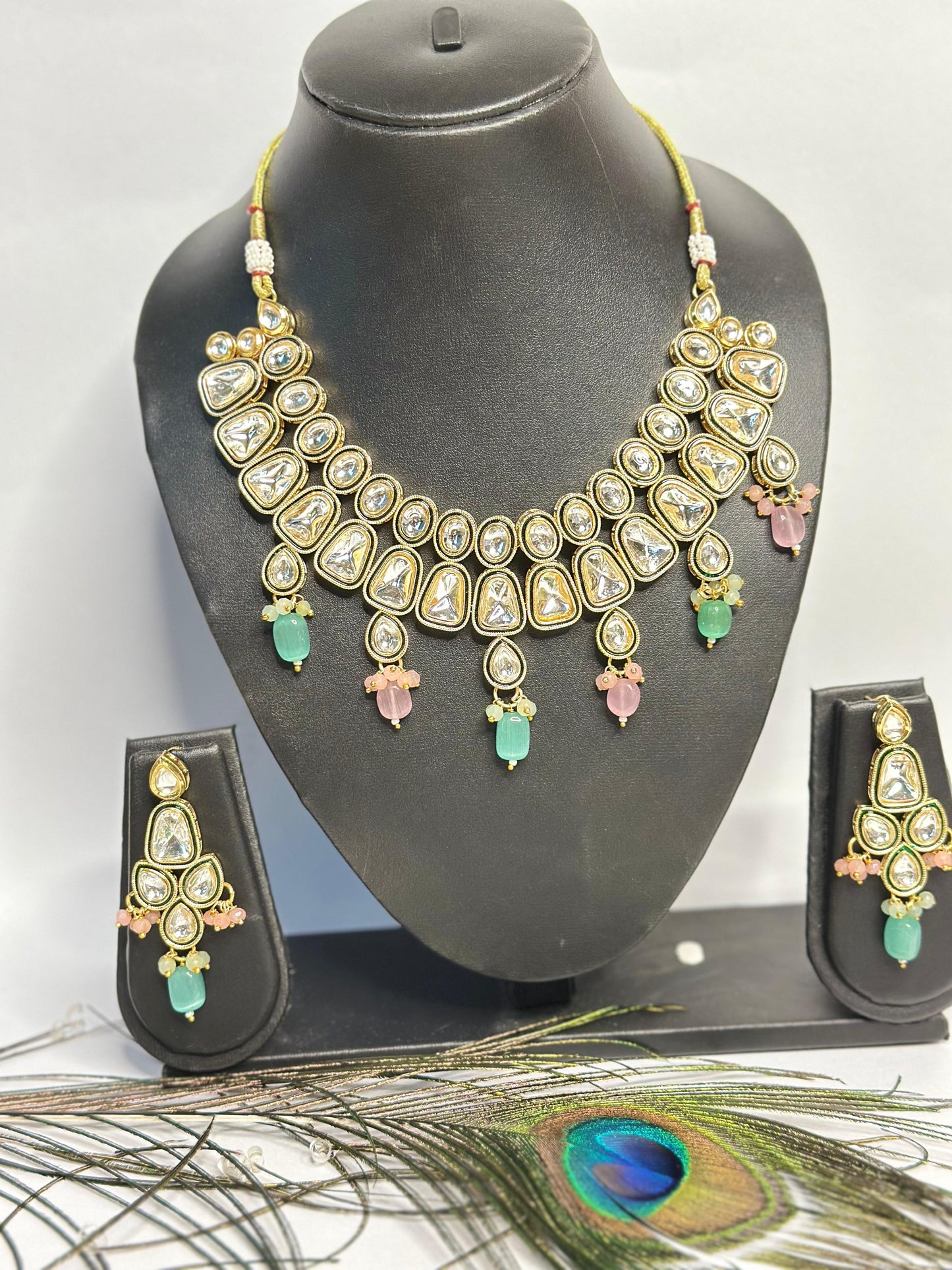 Royal Kundan Stone Necklace Set with Earrings