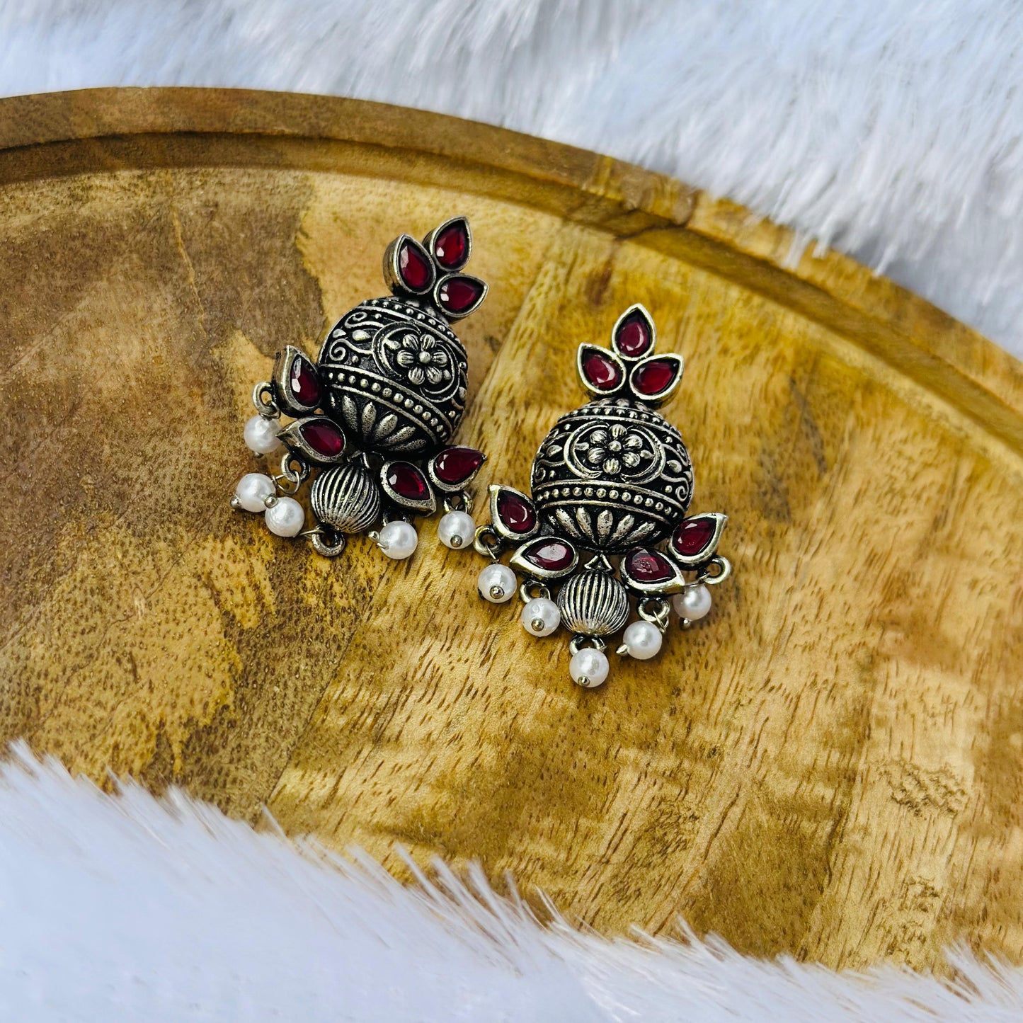 Oxidized Floral Jhumka