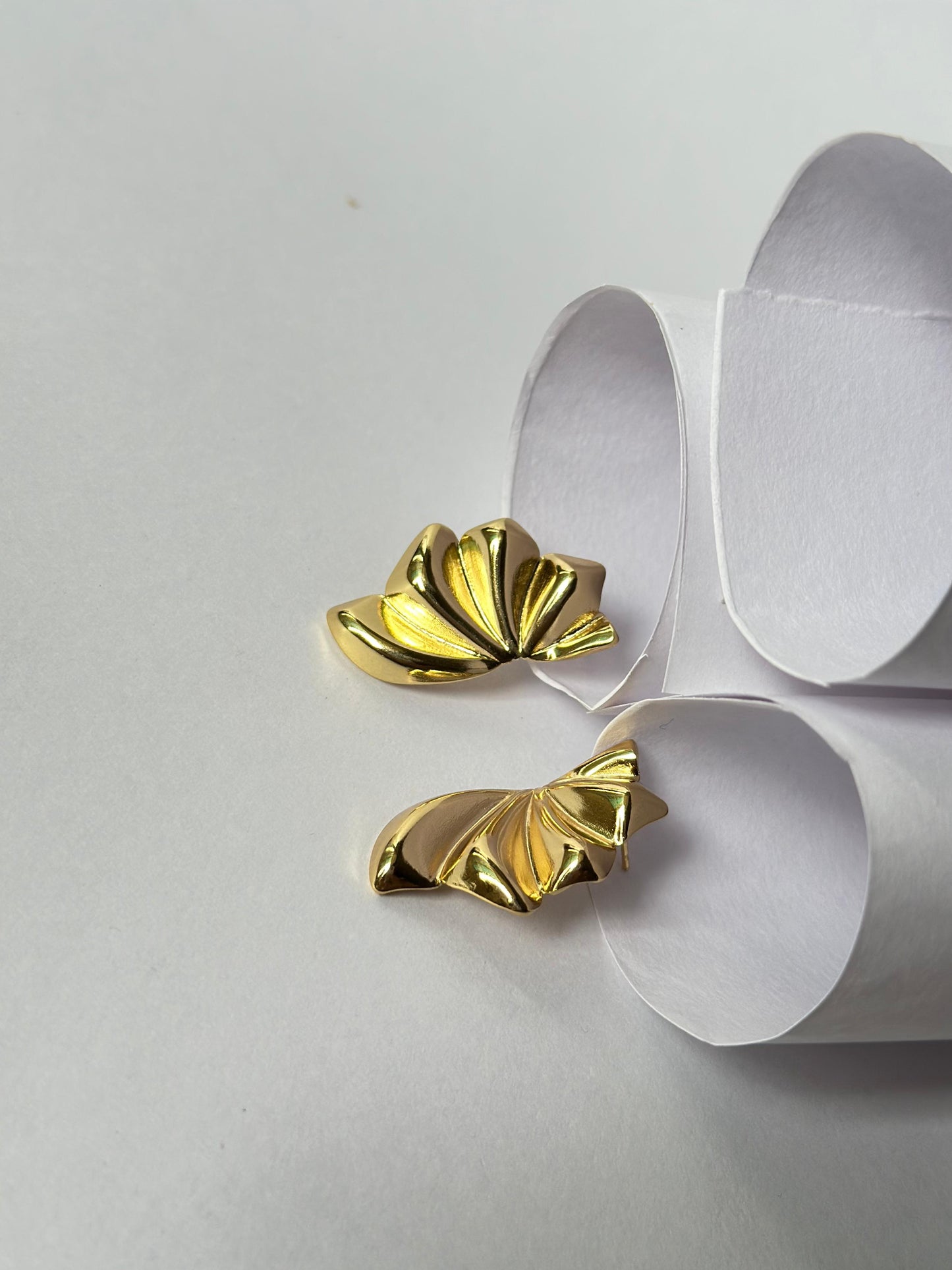 Golden Petal Shell Earrings – Elegant Statement Studs