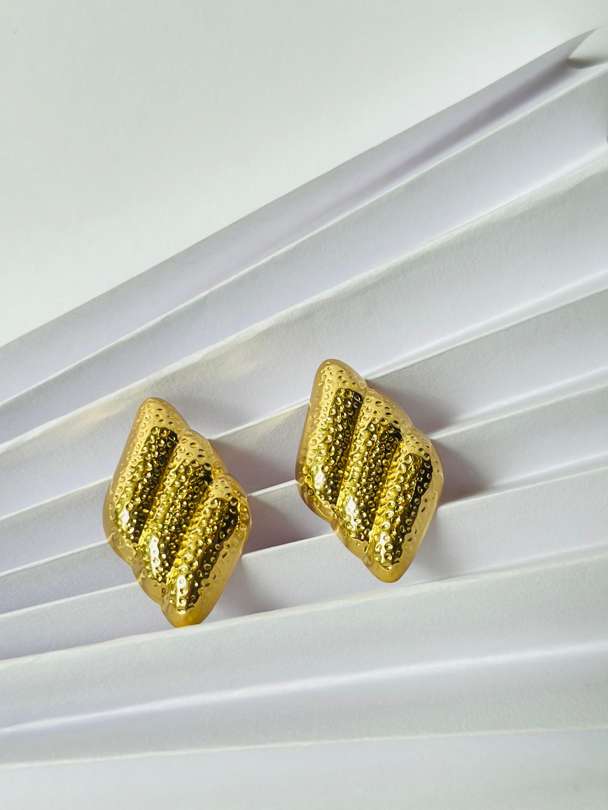Elegant Gold-Tone Textured Statement Earrings