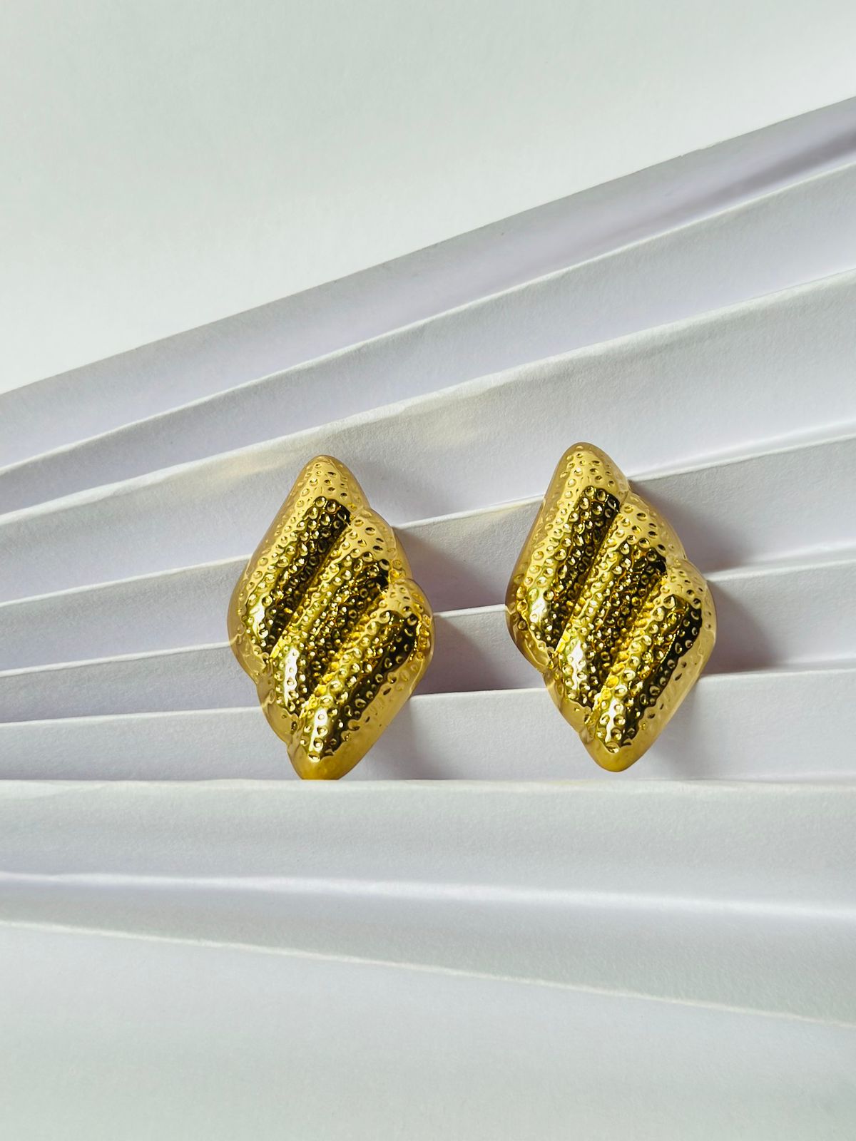 Elegant Gold-Tone Textured Statement Earrings