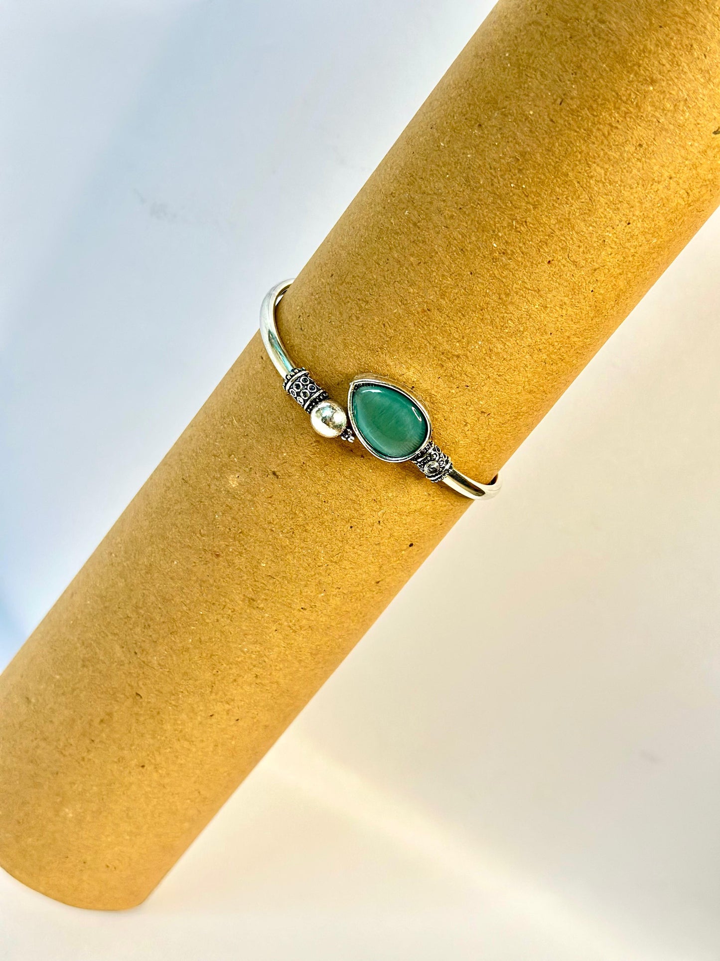 Aqua Glow Sterling Silver Bracelet