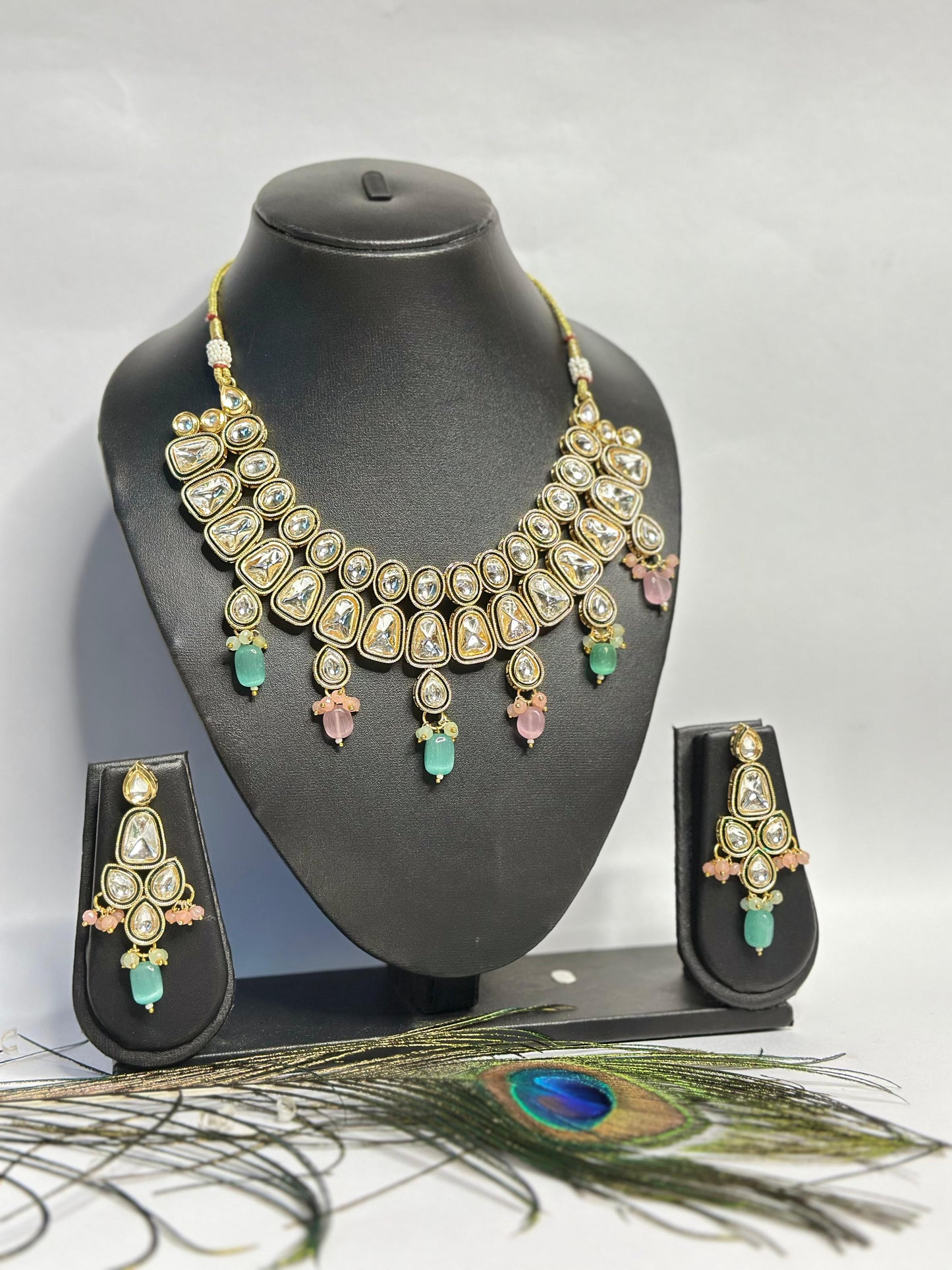 Royal Kundan Stone Necklace Set with Earrings