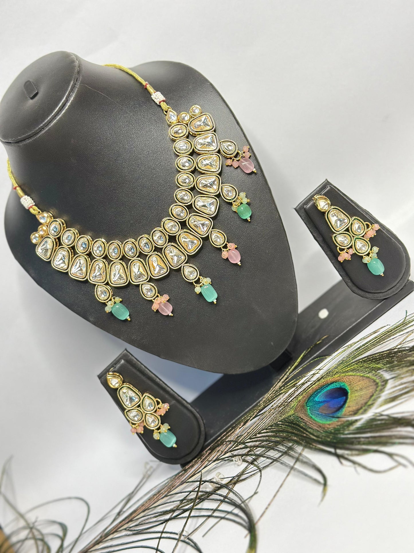 Royal Kundan Stone Necklace Set with Earrings