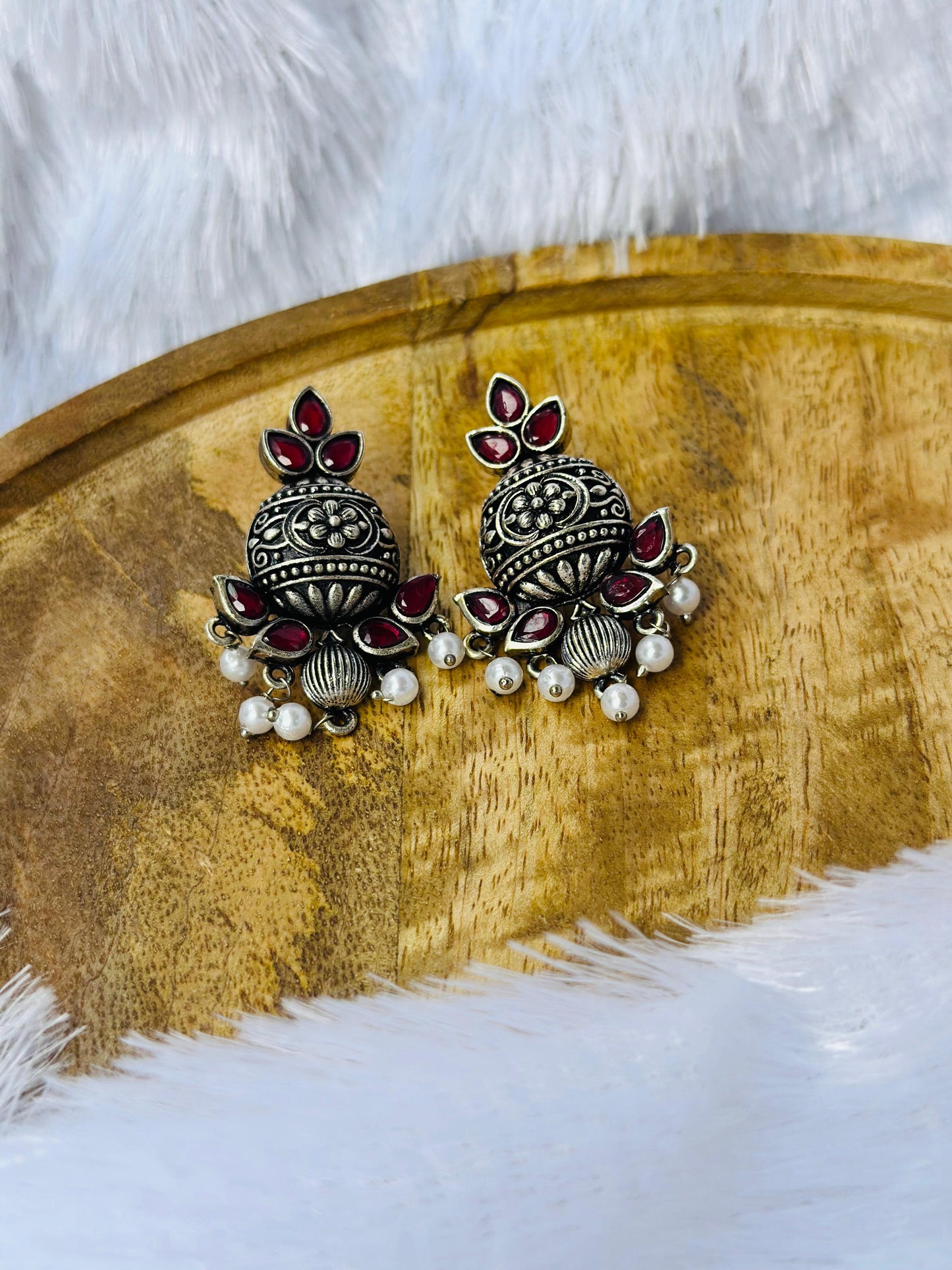 Oxidized Floral Jhumka