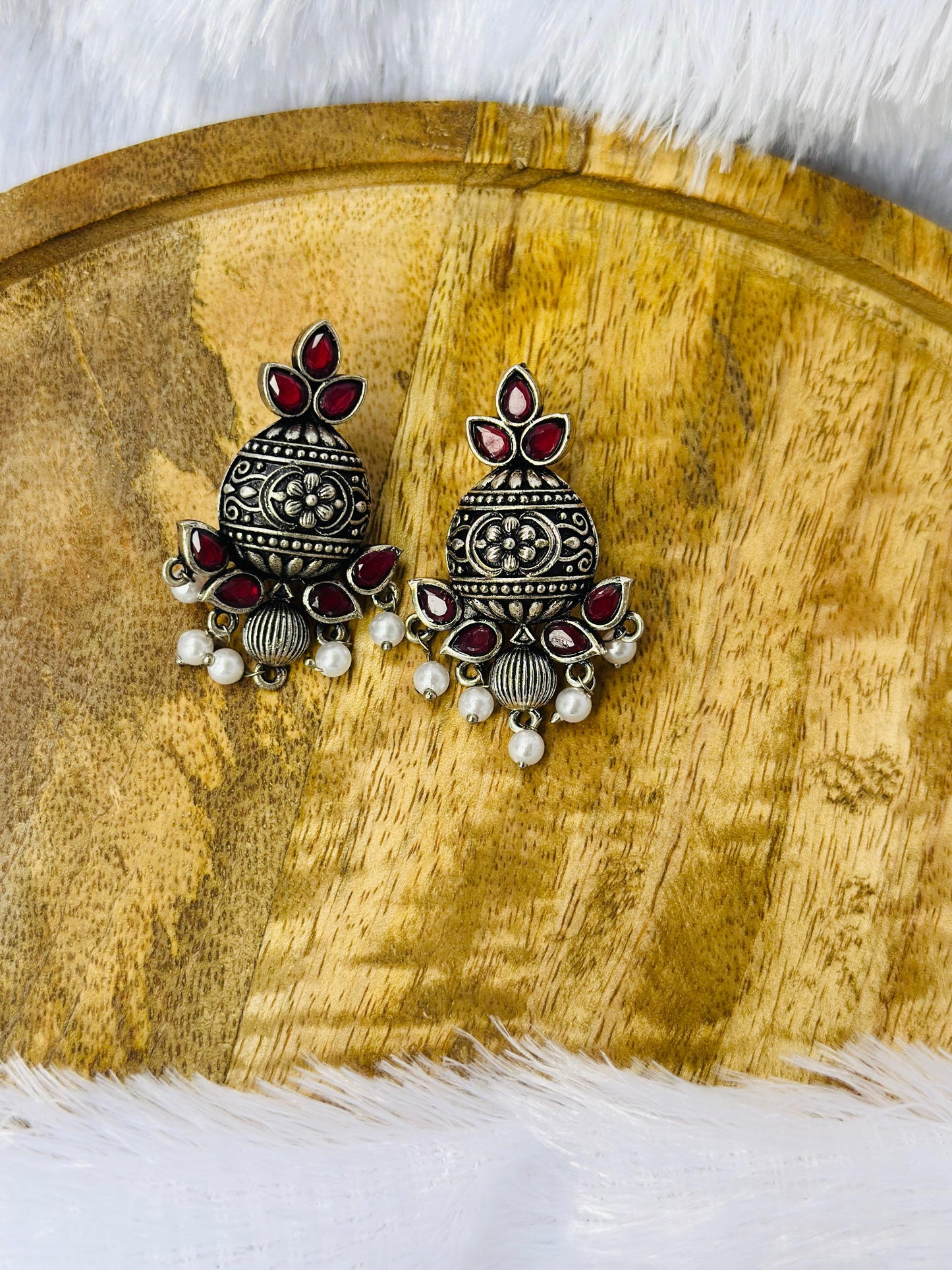 Oxidized Floral Jhumka