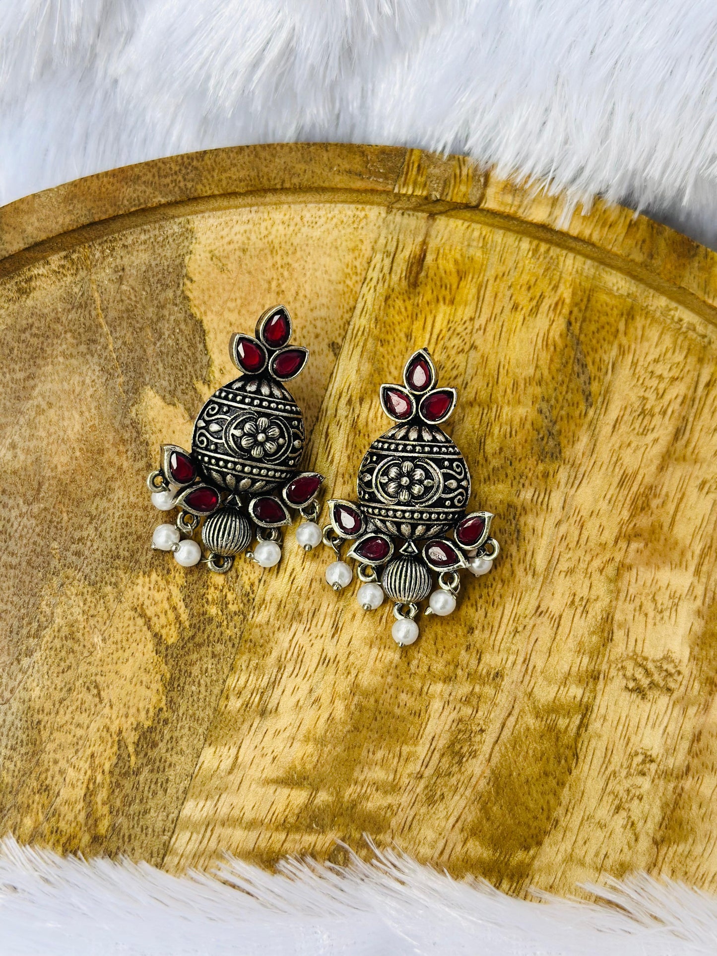 Oxidized Floral Jhumka