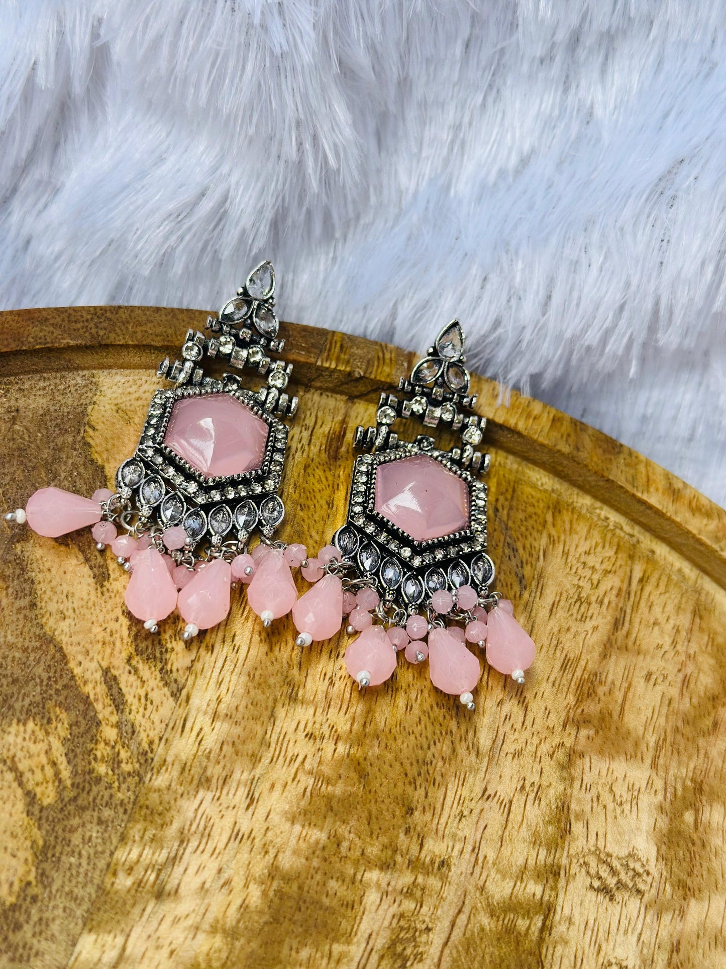 Rose Quartz Antique Earrings