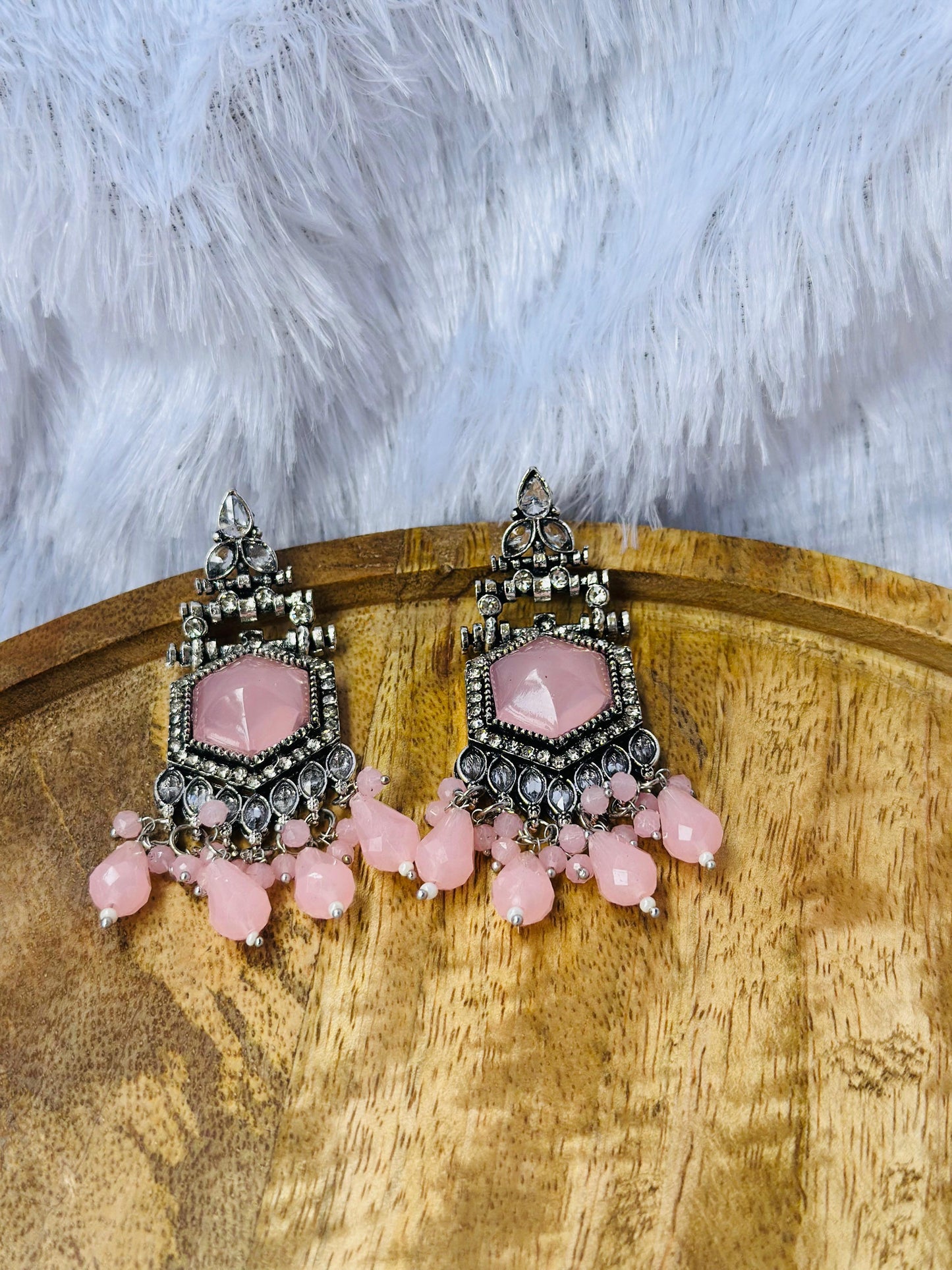 Rose Quartz Antique Earrings
